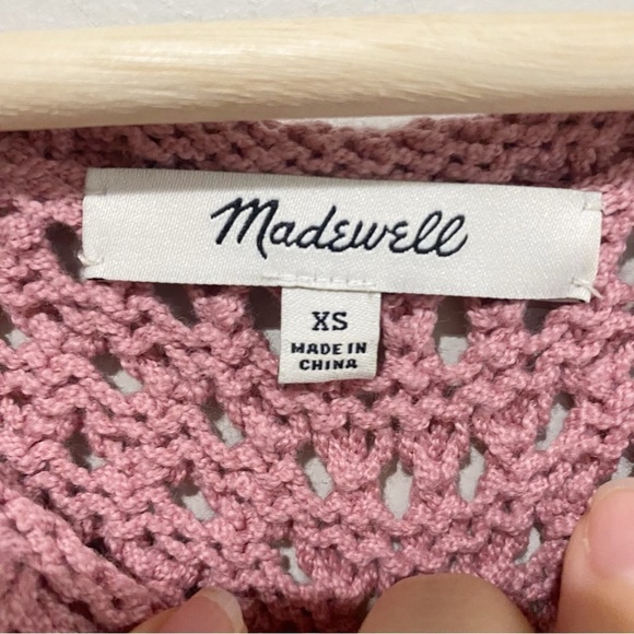 MADEWELL Open-Stitch Austen Pullover Sweater Berry Pink Coastal Beachy Size XS - Picture 8 of 11
